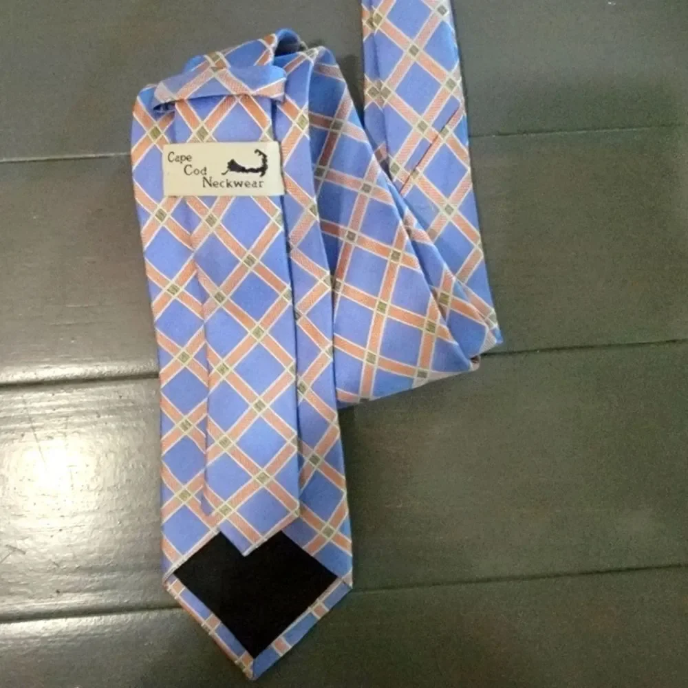CAPE COD Neckwear Men's Geometric Grid Tie Pattern with Multicolor Accents